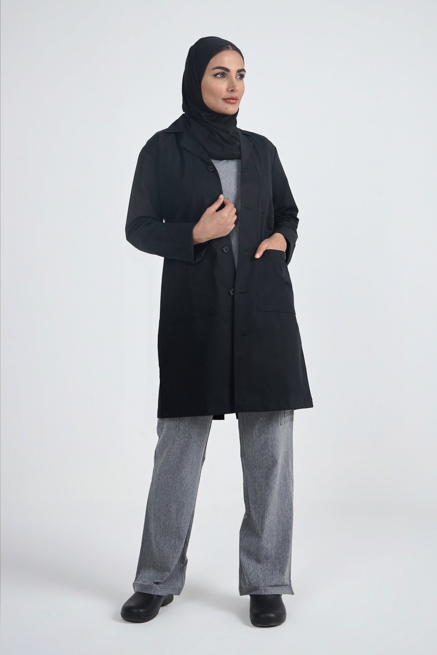Unisex Long Jacket / Lab Coat - SC101C Black