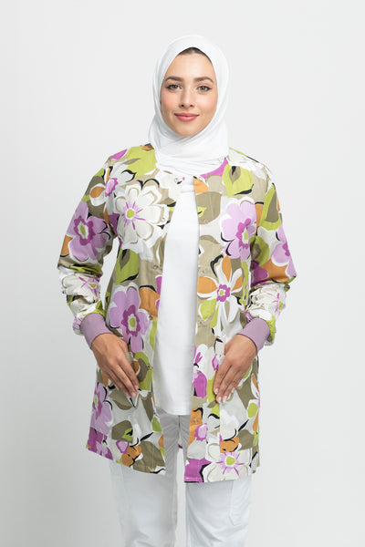 Floral Art Printed Scrub Jacket