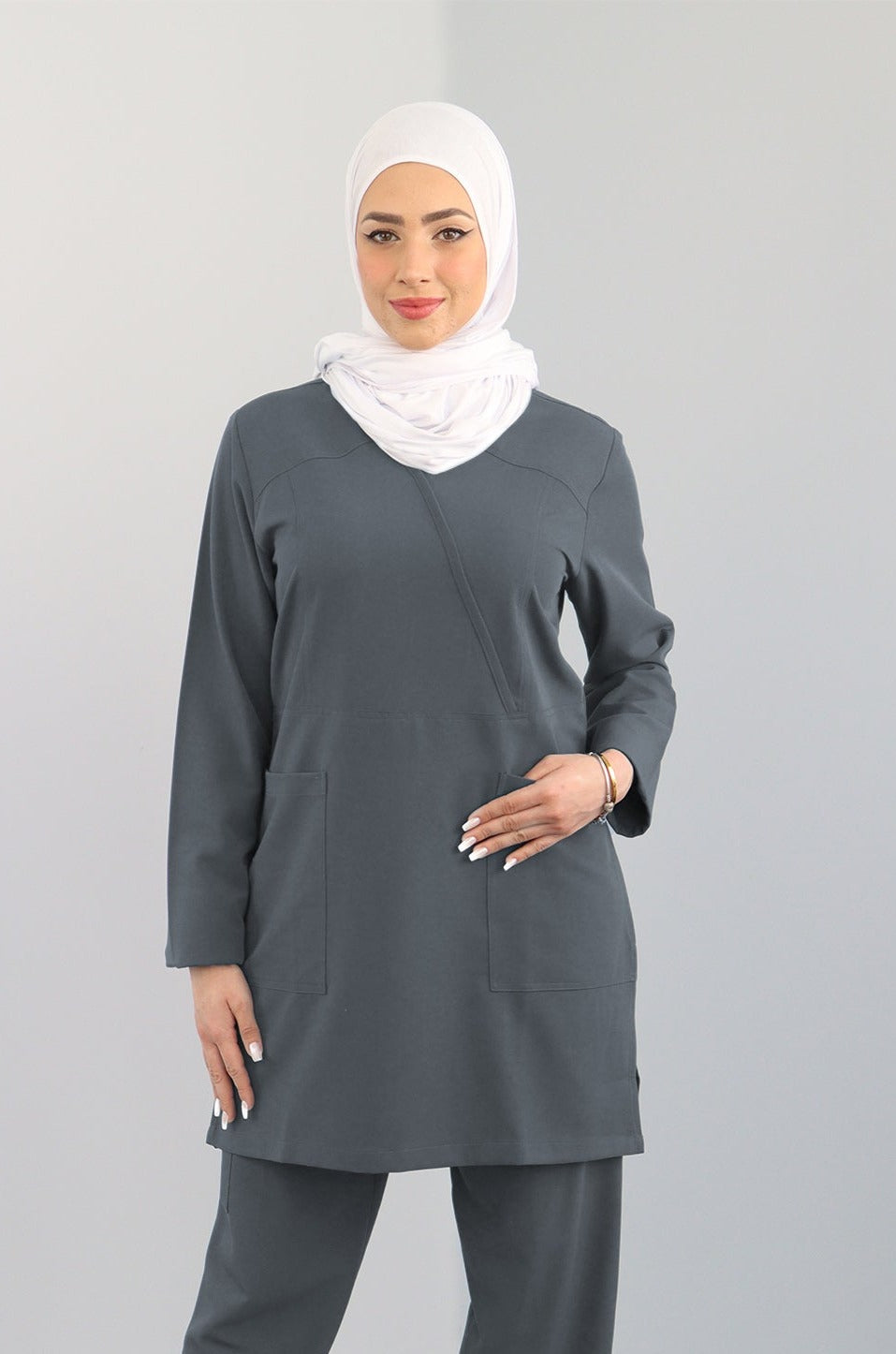 PRE ORDER | Hiba Long Sleeve Scrub Top - CU S2103 | 10 DAYS TO PREPARE