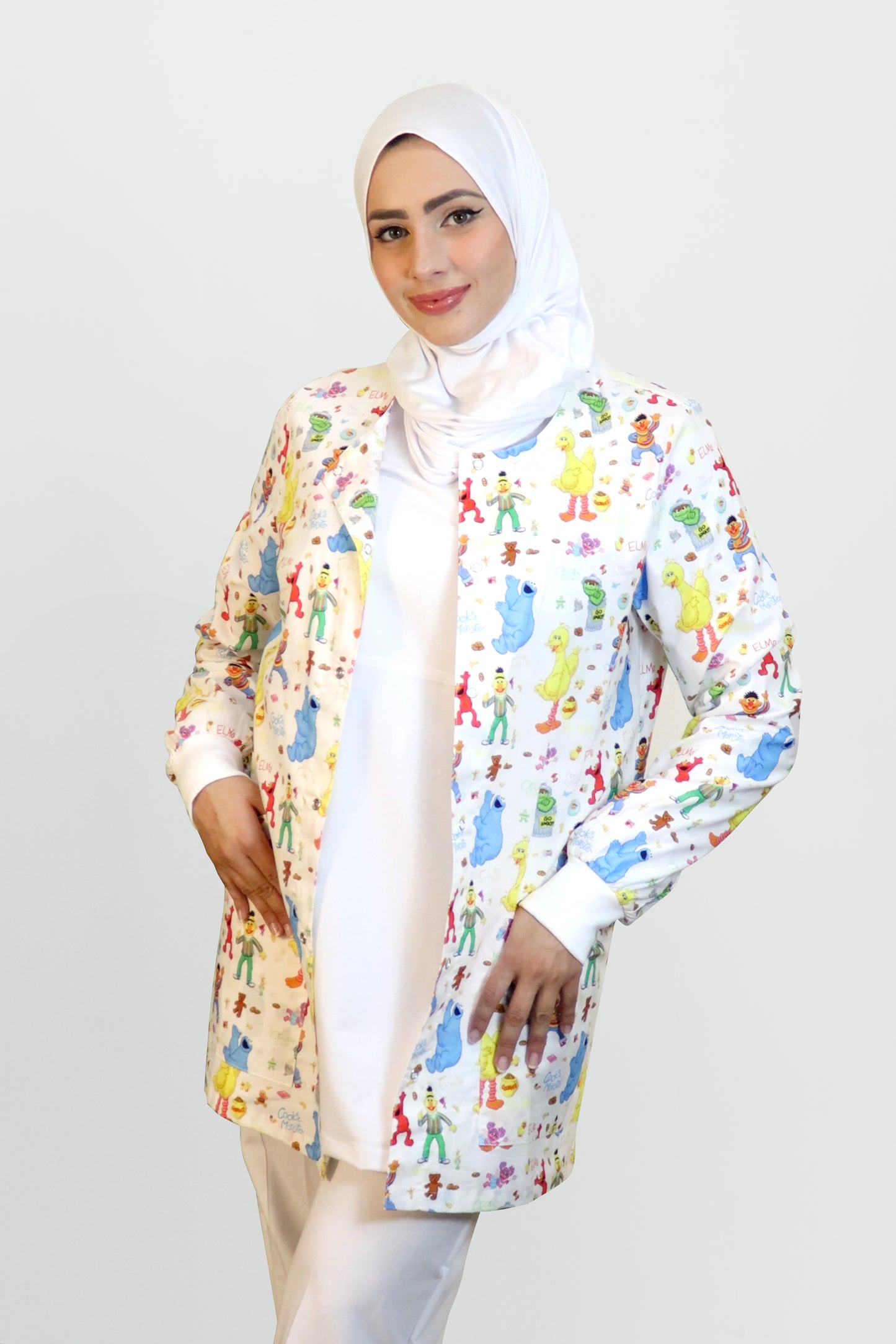 Sesame Street Printed Scrub Jacket