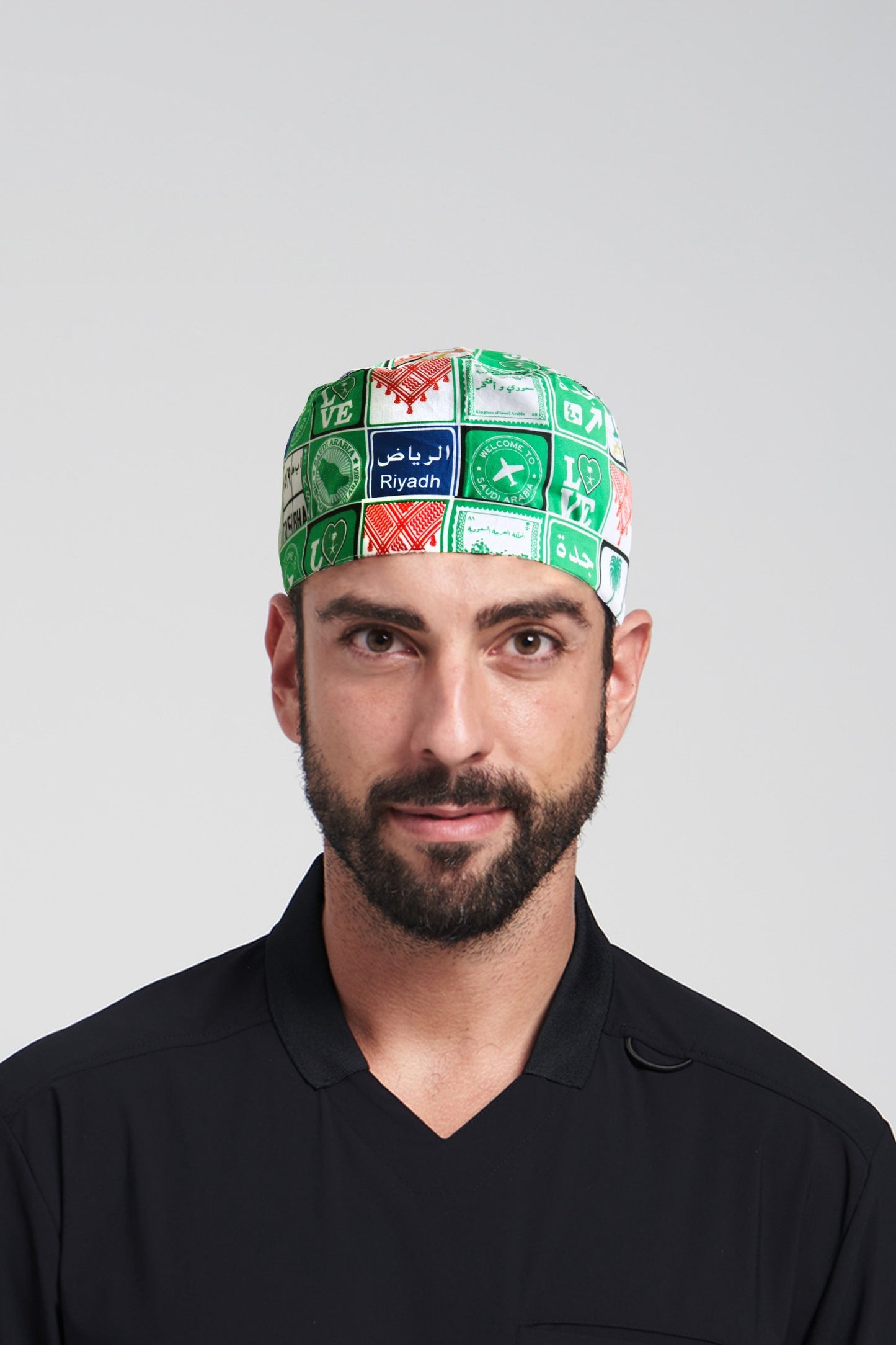 scrub cap with buttons