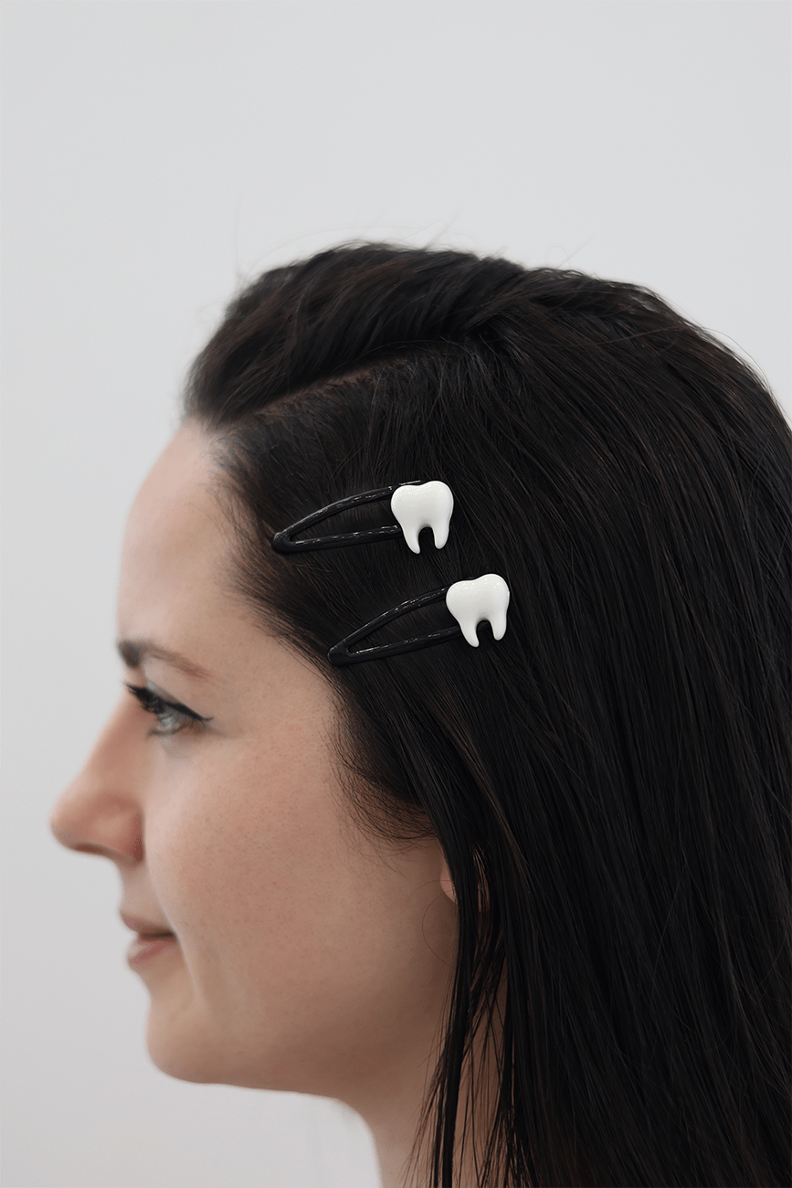 Tooth Shaped Snap Hair Clip - Set Of 2