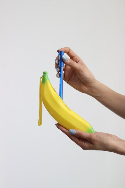 Banana shaped pencil and pen case 