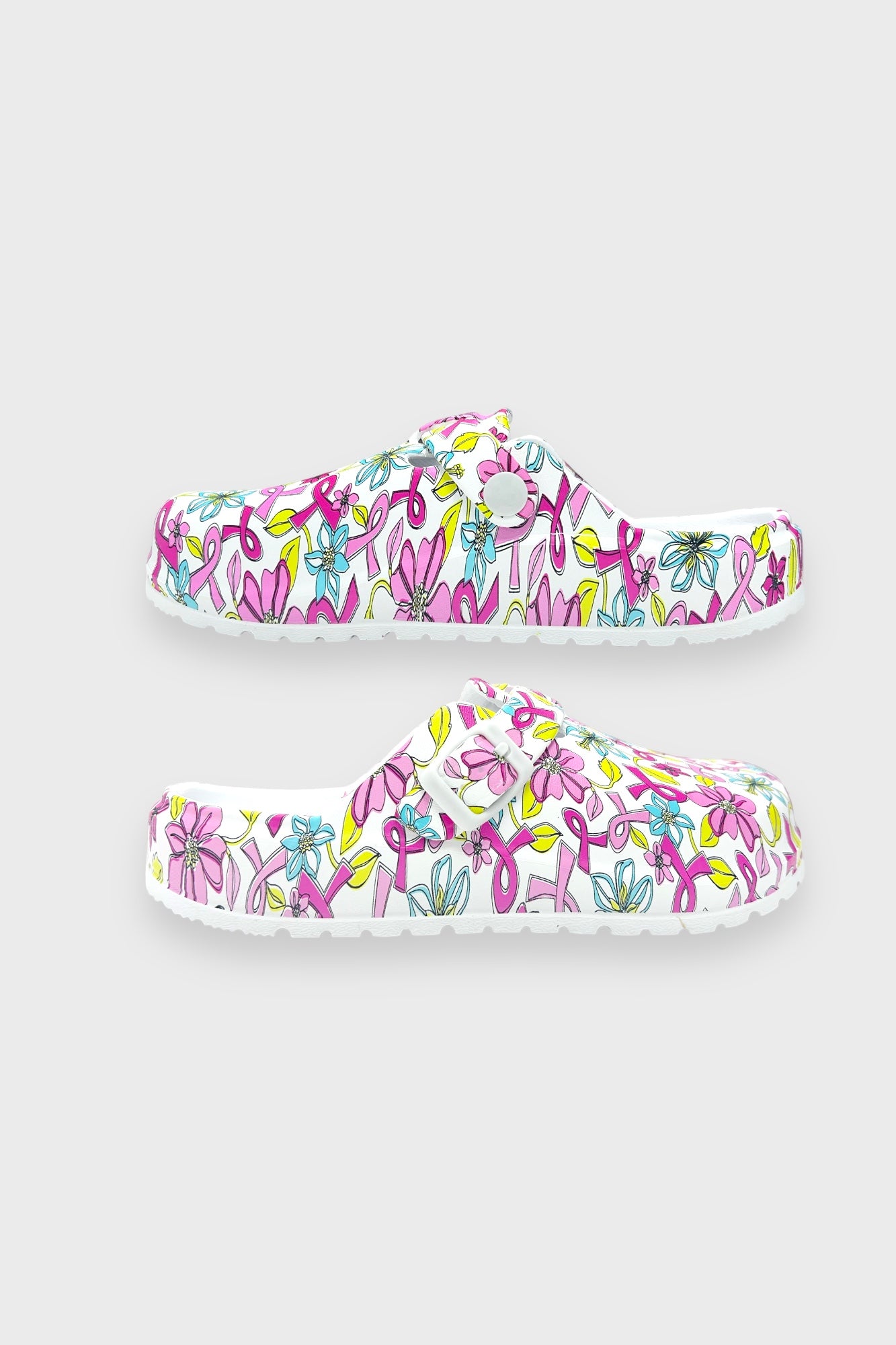 Pink Ribbon Printed Clogs