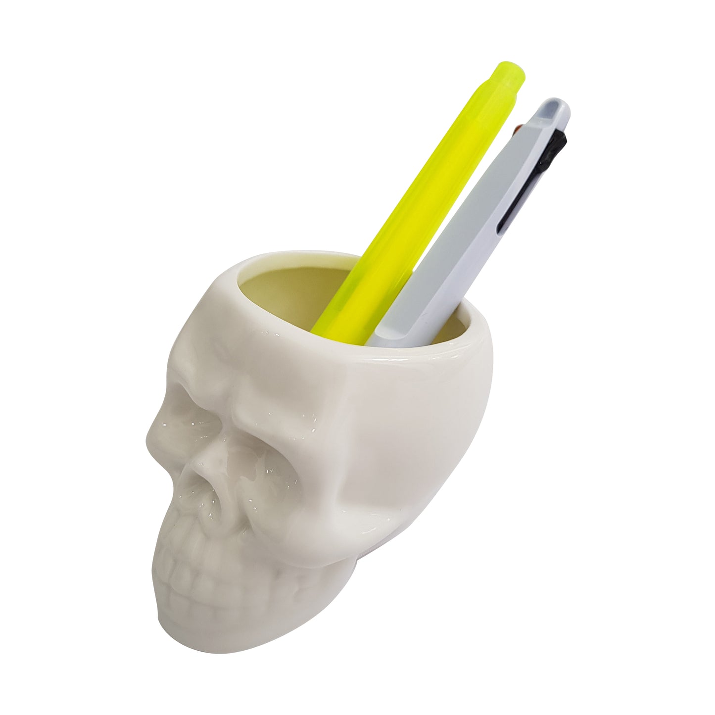 Ceramic Skull Pen Holder