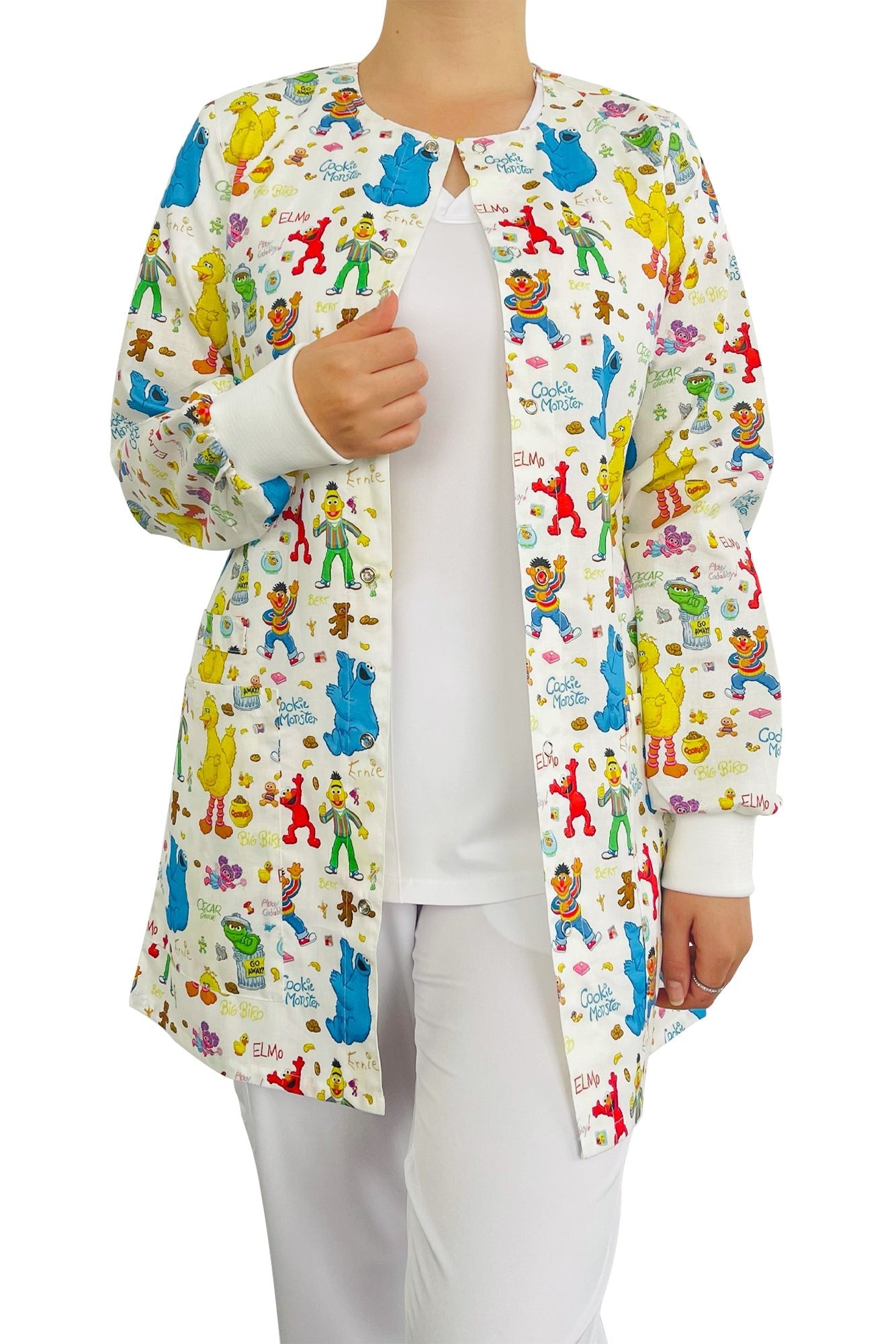 Sesame Street Printed Scrub Jacket