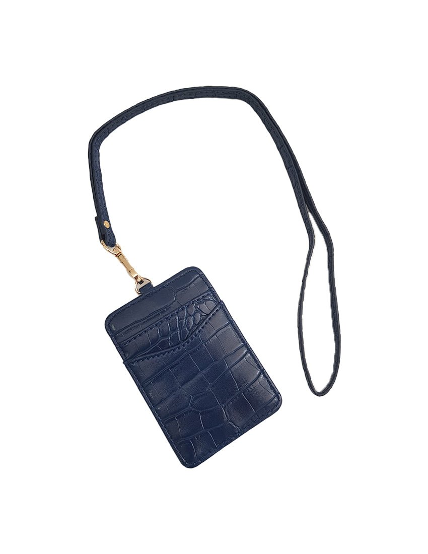 Crocodile Leather ID Wallet Lanyard