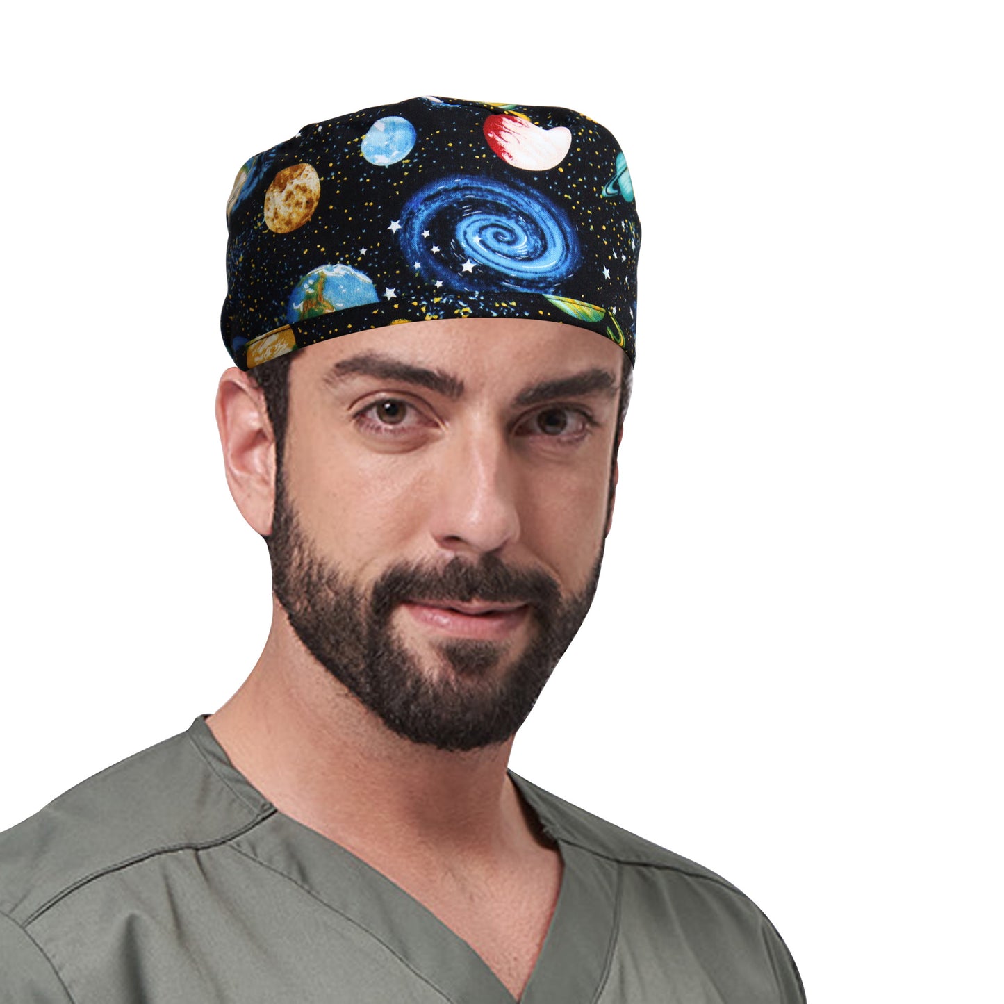 Galaxy Planet Printed Scrub Hat