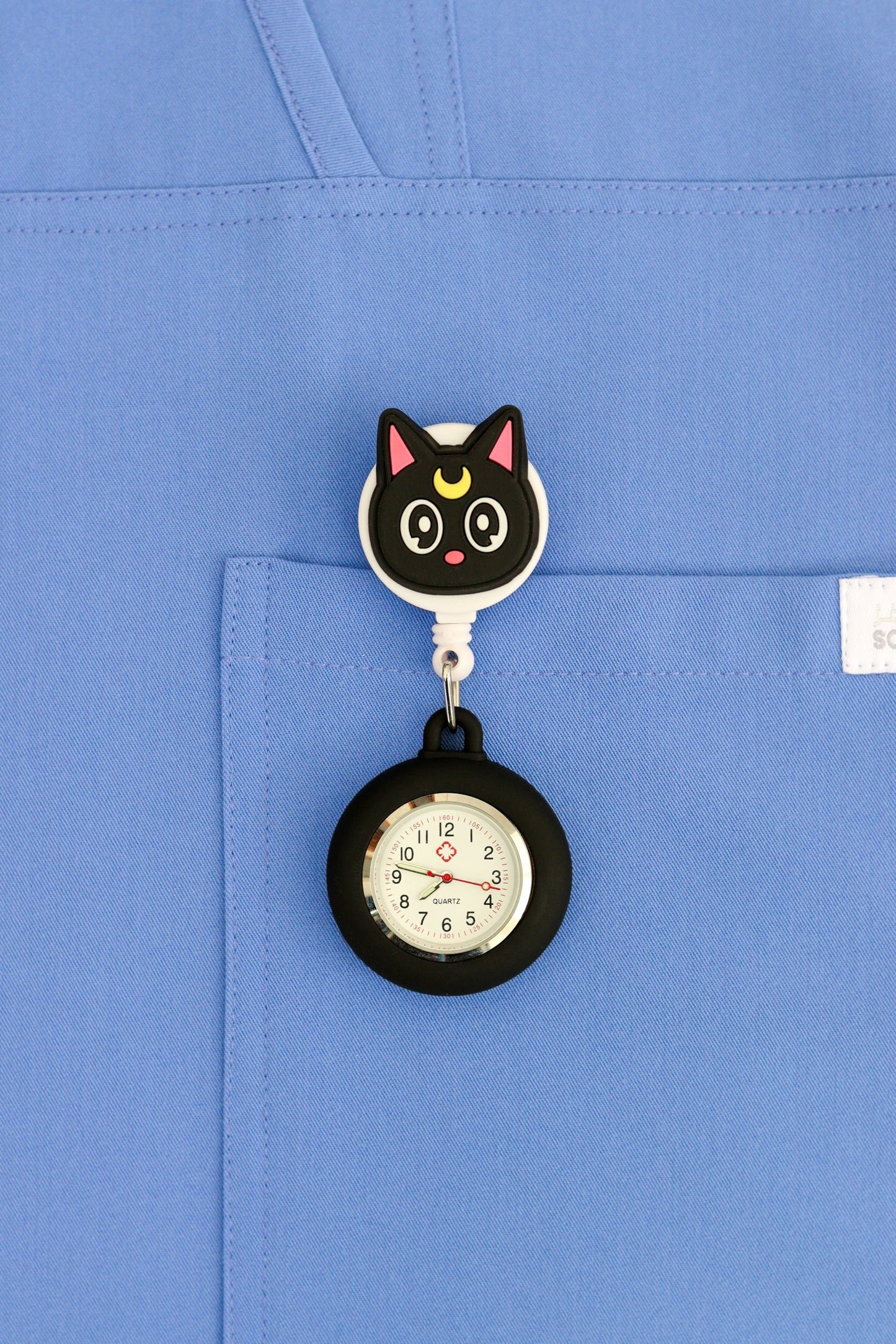 Nurse Pocket Silicon Fob Clip Watch - Cat