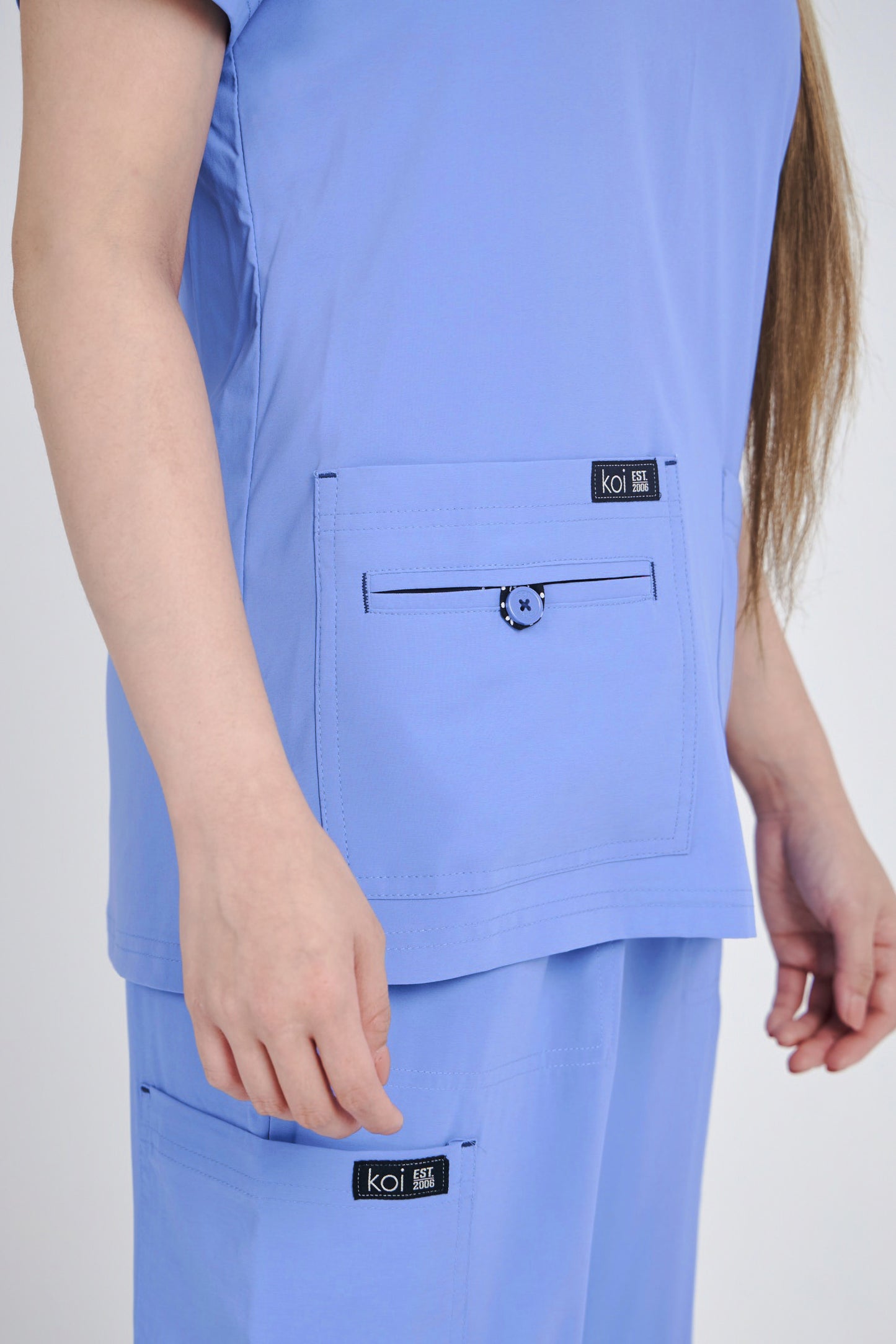 Becca & Holly Women's Scrub Set in ceil blue, seventh view