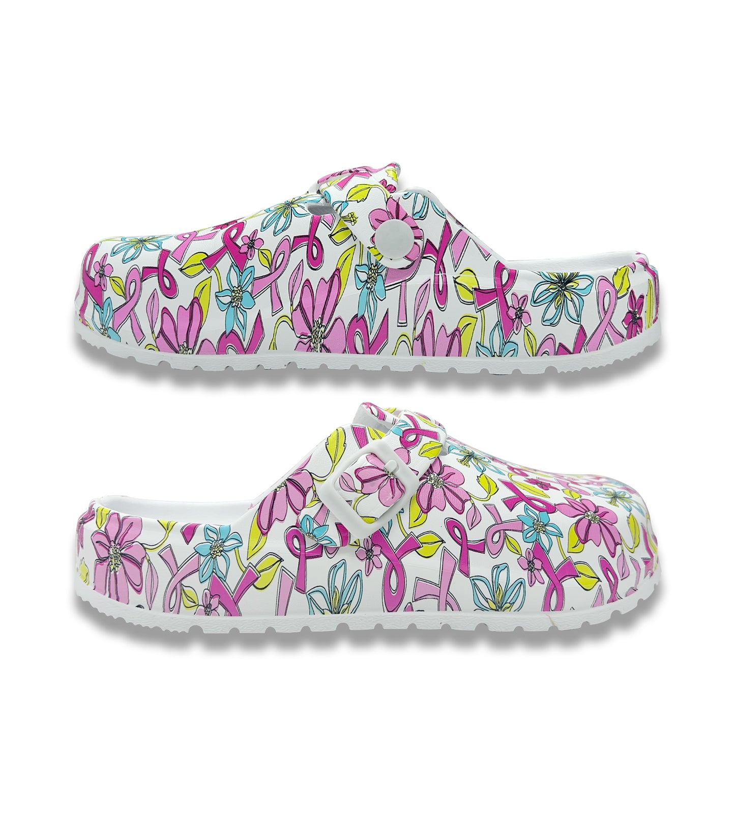 Pink Ribbon Printed Clogs