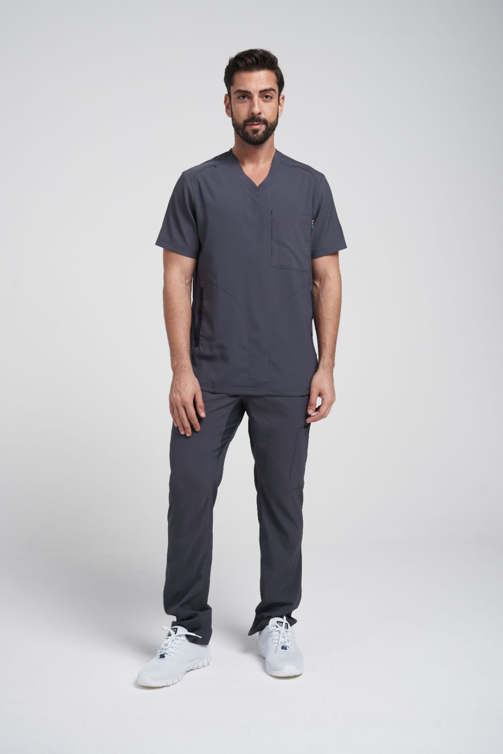 Force Men's V-neck Solid Scrub Top