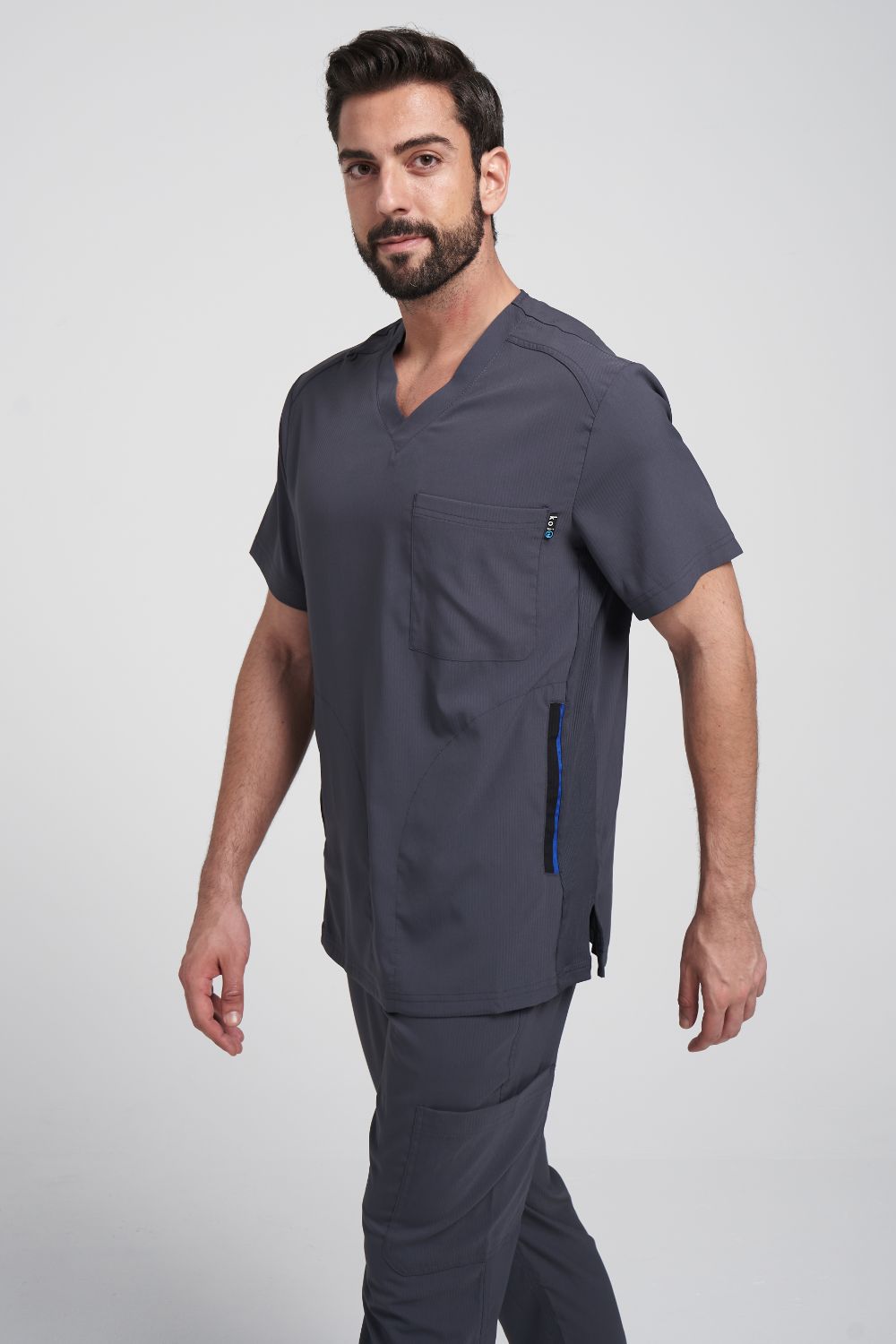 Force Men's V-neck Solid Scrub Top