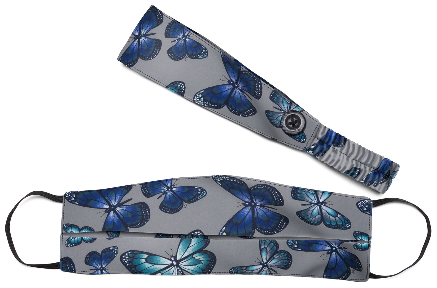 Fashion Mask + Headband Set - Stained Glass Butterfly