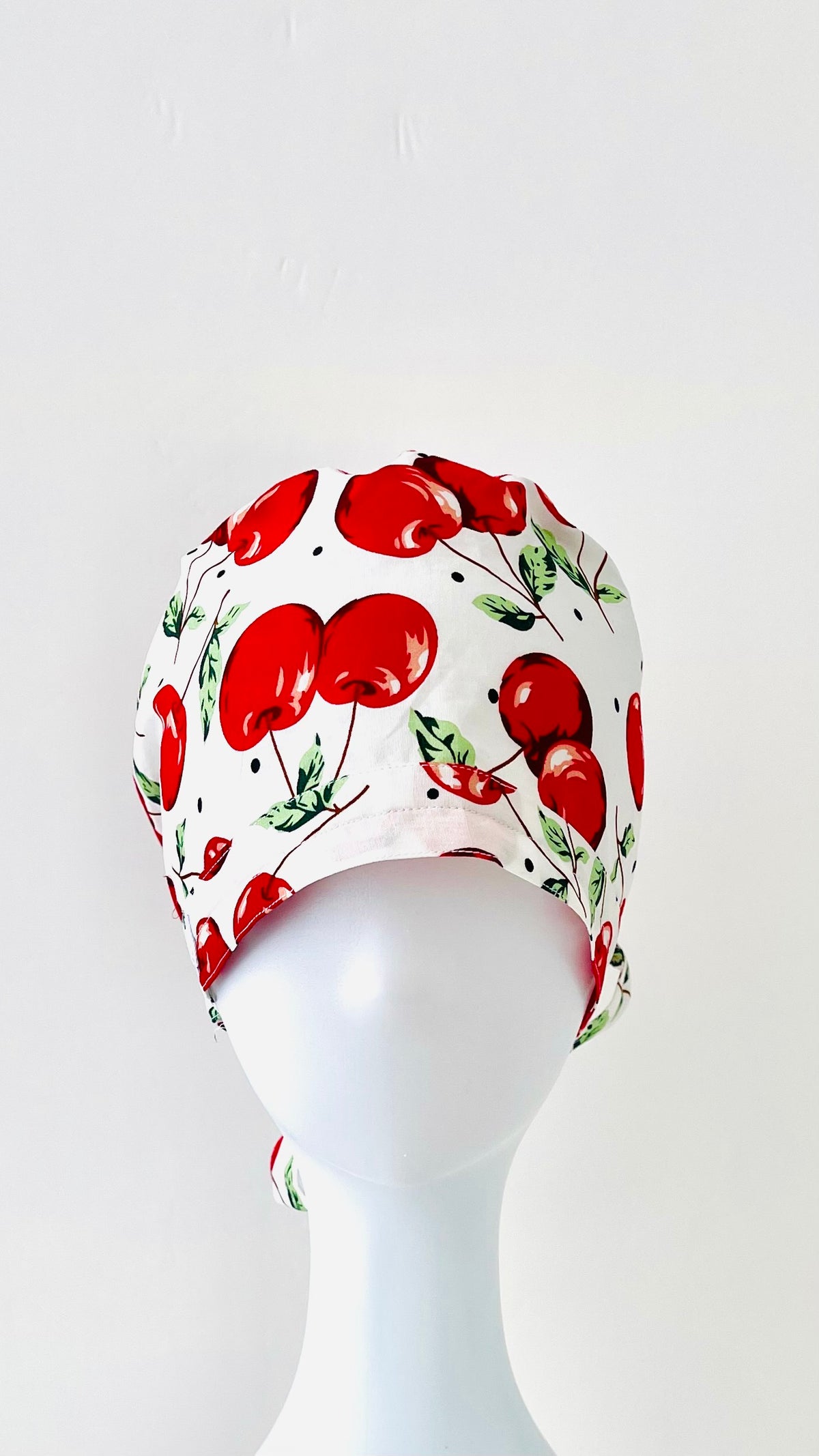 Cherry White Printed Surgical Hat, fourth view