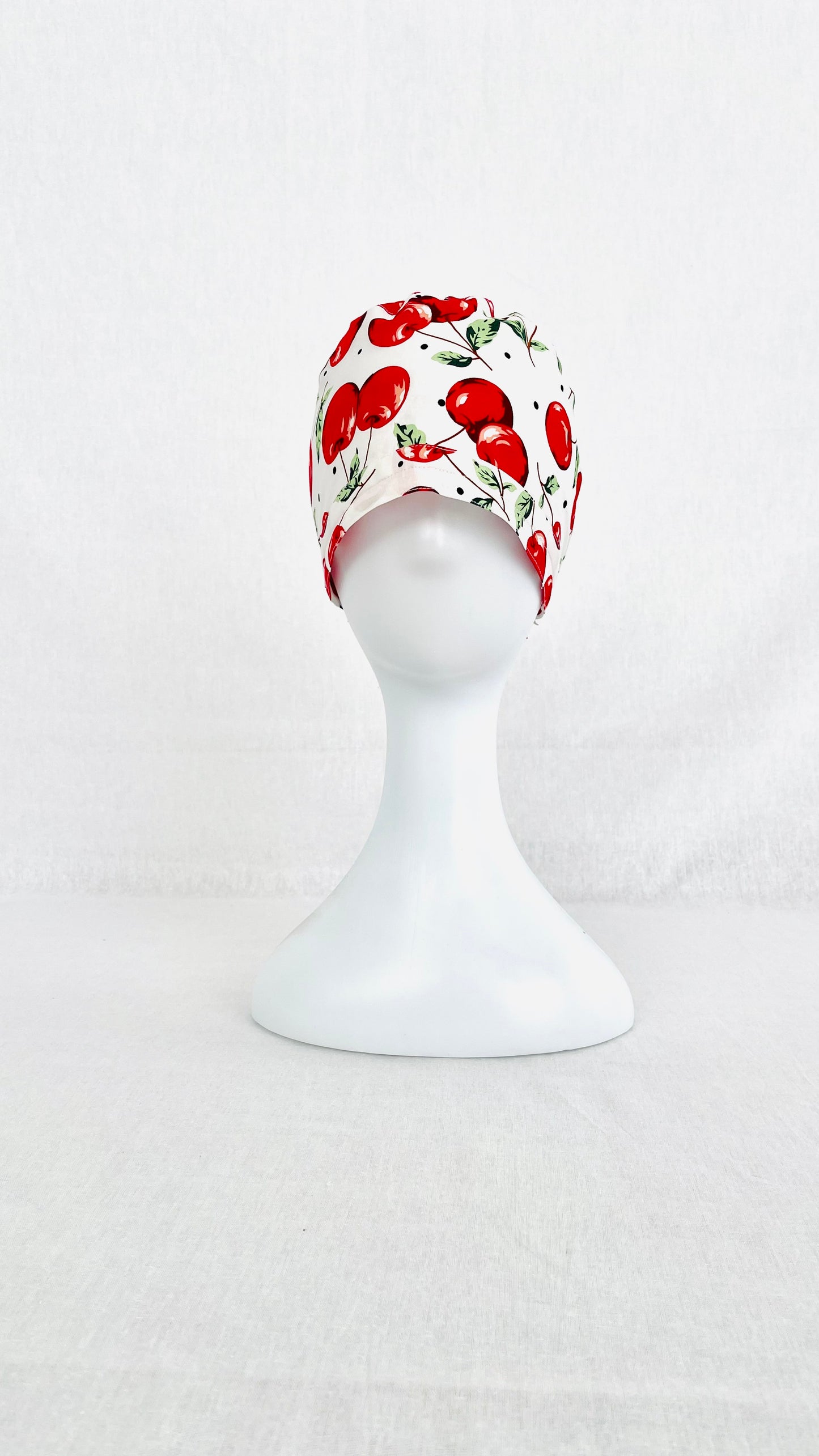 Cherry White Printed Surgical Hat
