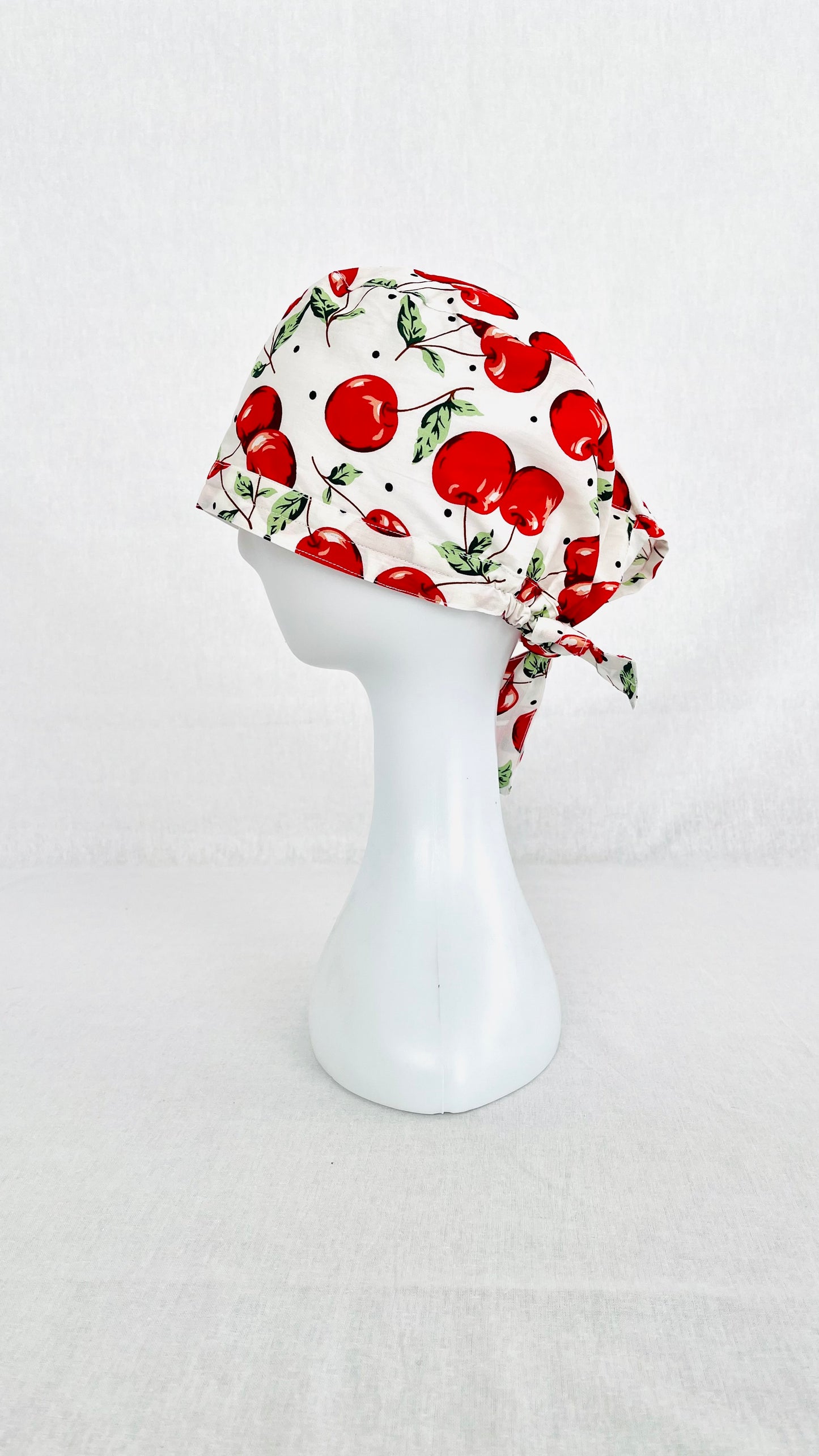 Cherry White Printed Surgical Hat