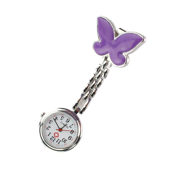 Nurse Butterfly Fob Watch - Purple