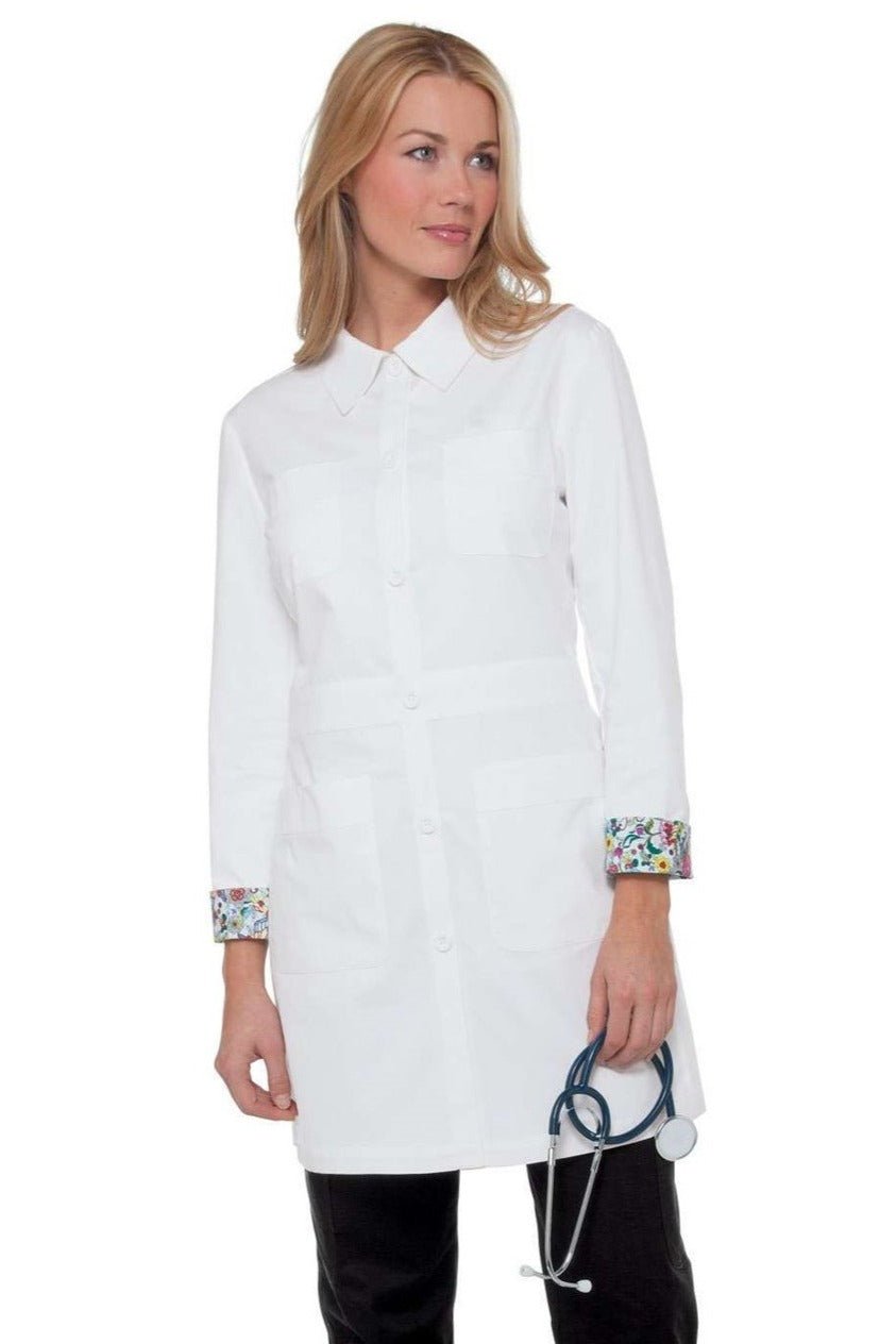 REBECCA Stylish fitted lab coat with beautiful facing on back of neck and interior cuffs