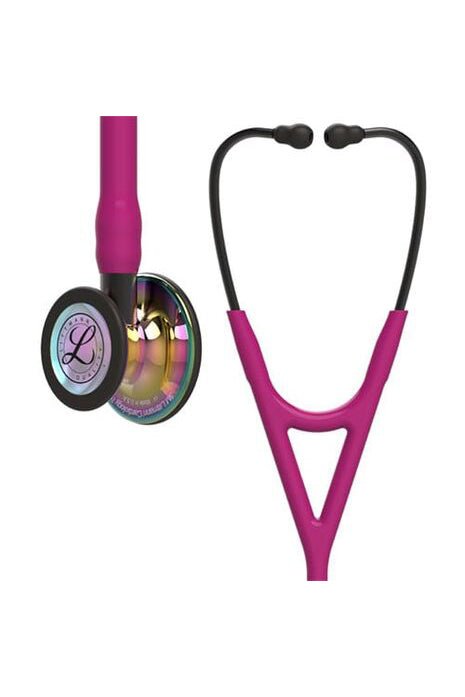 3M™ Littmann® Cardiology IV™ Diagnostic Stethoscope, Rainbow-Finish Chestpiece and Stem, Raspberry Tube, Stainless Headset, 27 inch, 6241