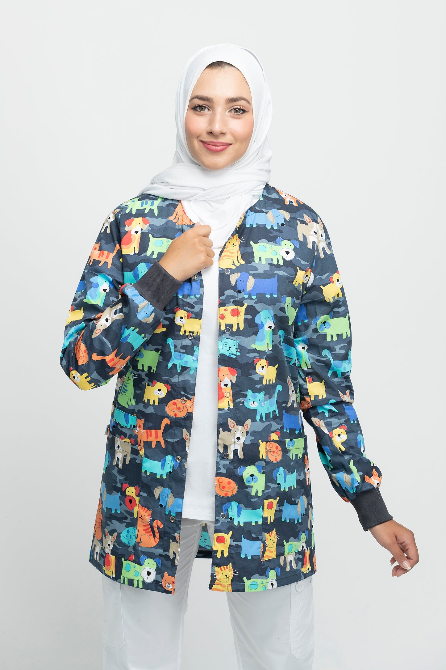 Cats & Dogs Printed Scrub Jacket