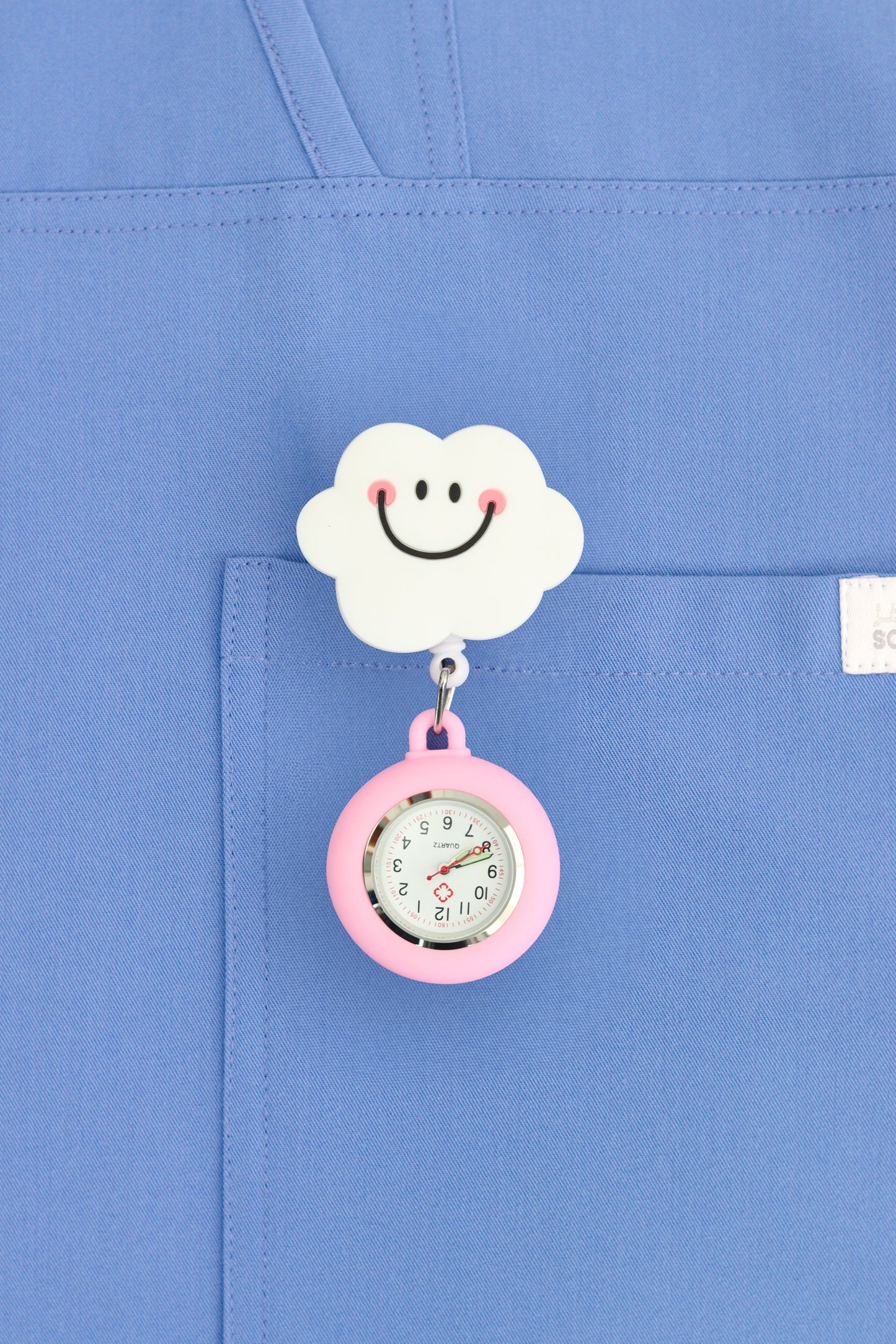 Nurse Pocket Silicon Fob Clip Watch - Happy Cloud