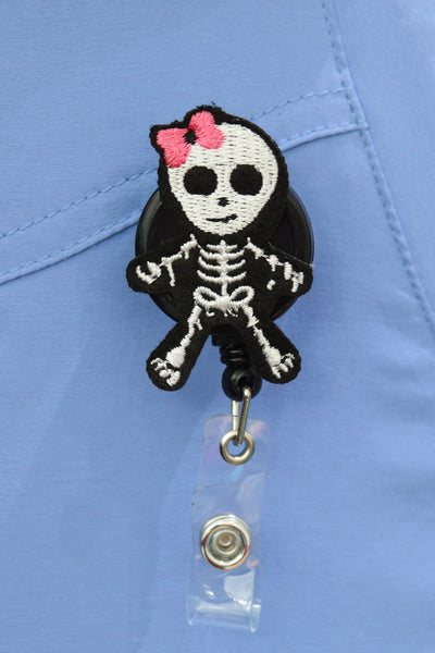 Female Skeleton ID Badge