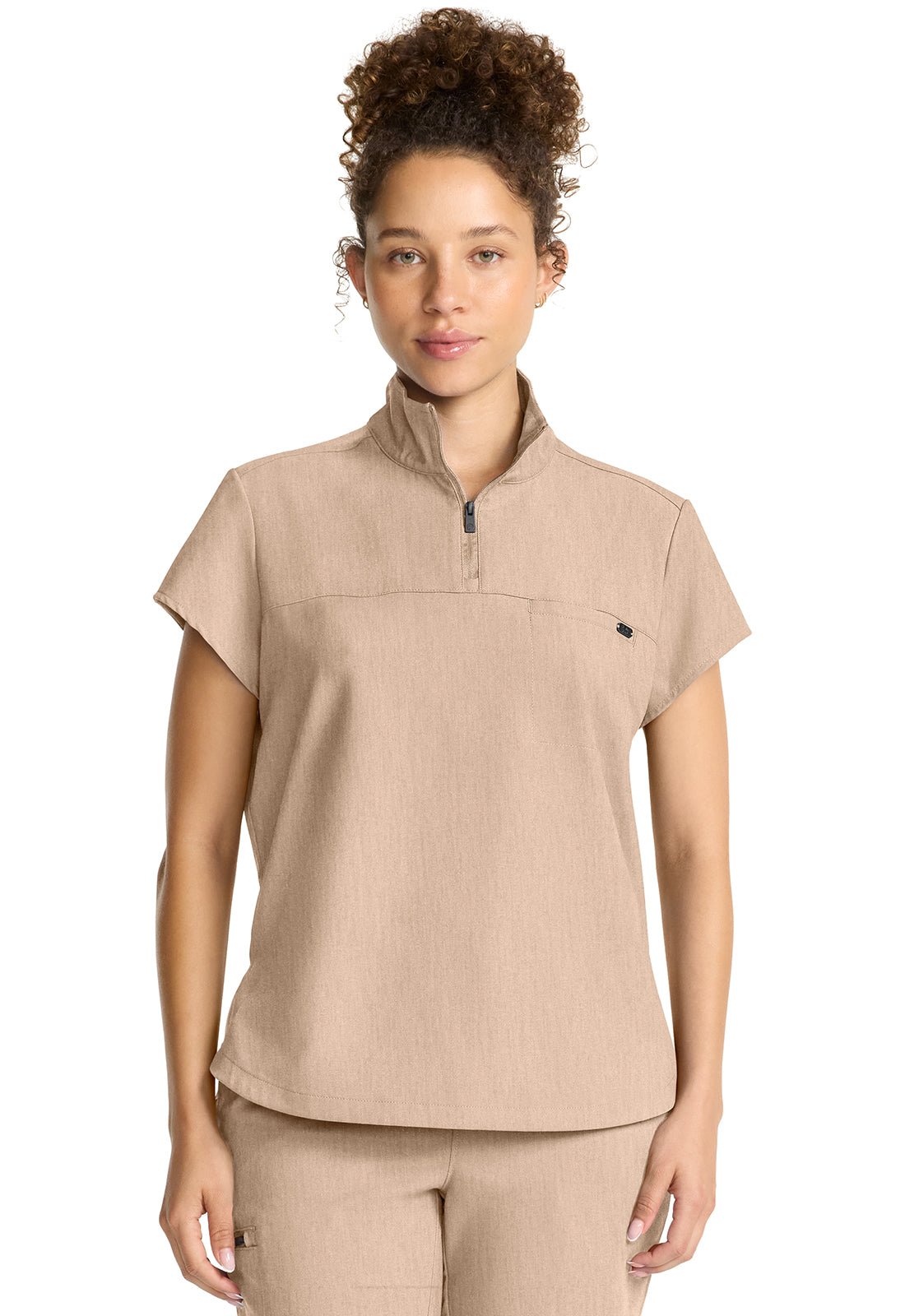 H.H Quest - Women's Partial Zip Stand Collar Scrubs Set