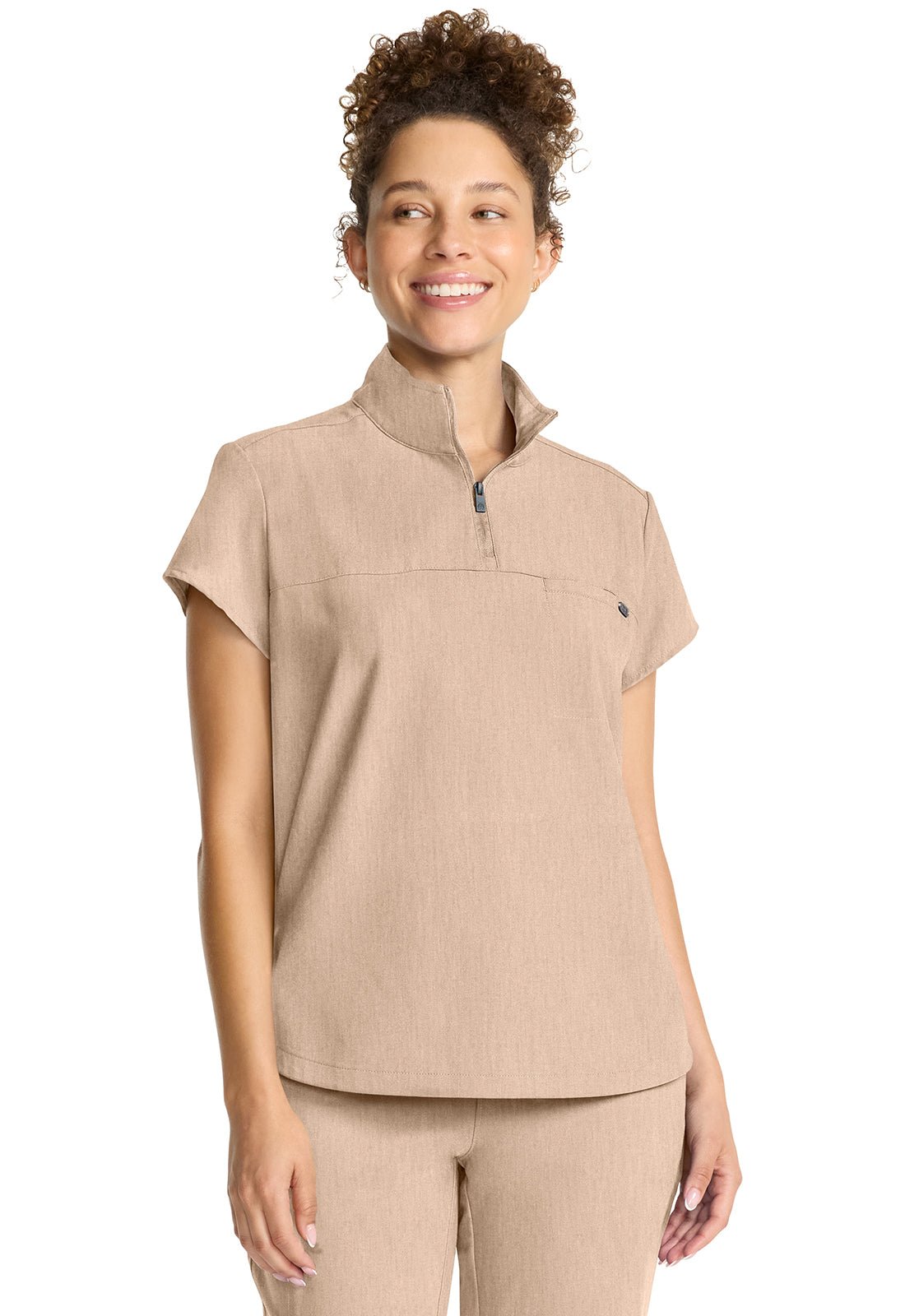 H.H Quest - Women's Partial Zip Stand Collar Scrubs Set