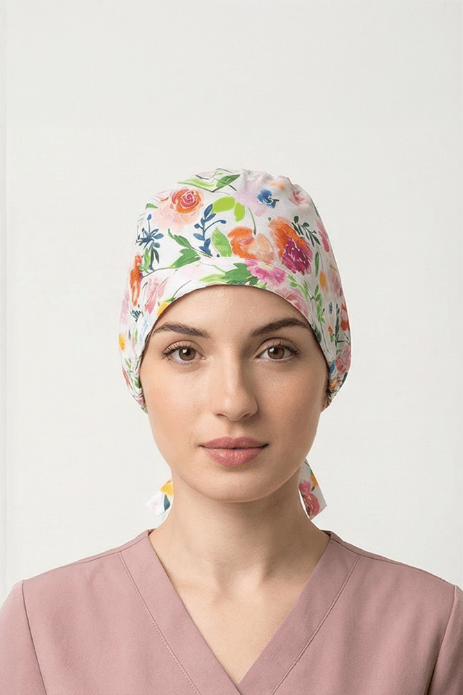Watercolor Floral Surgical Hat