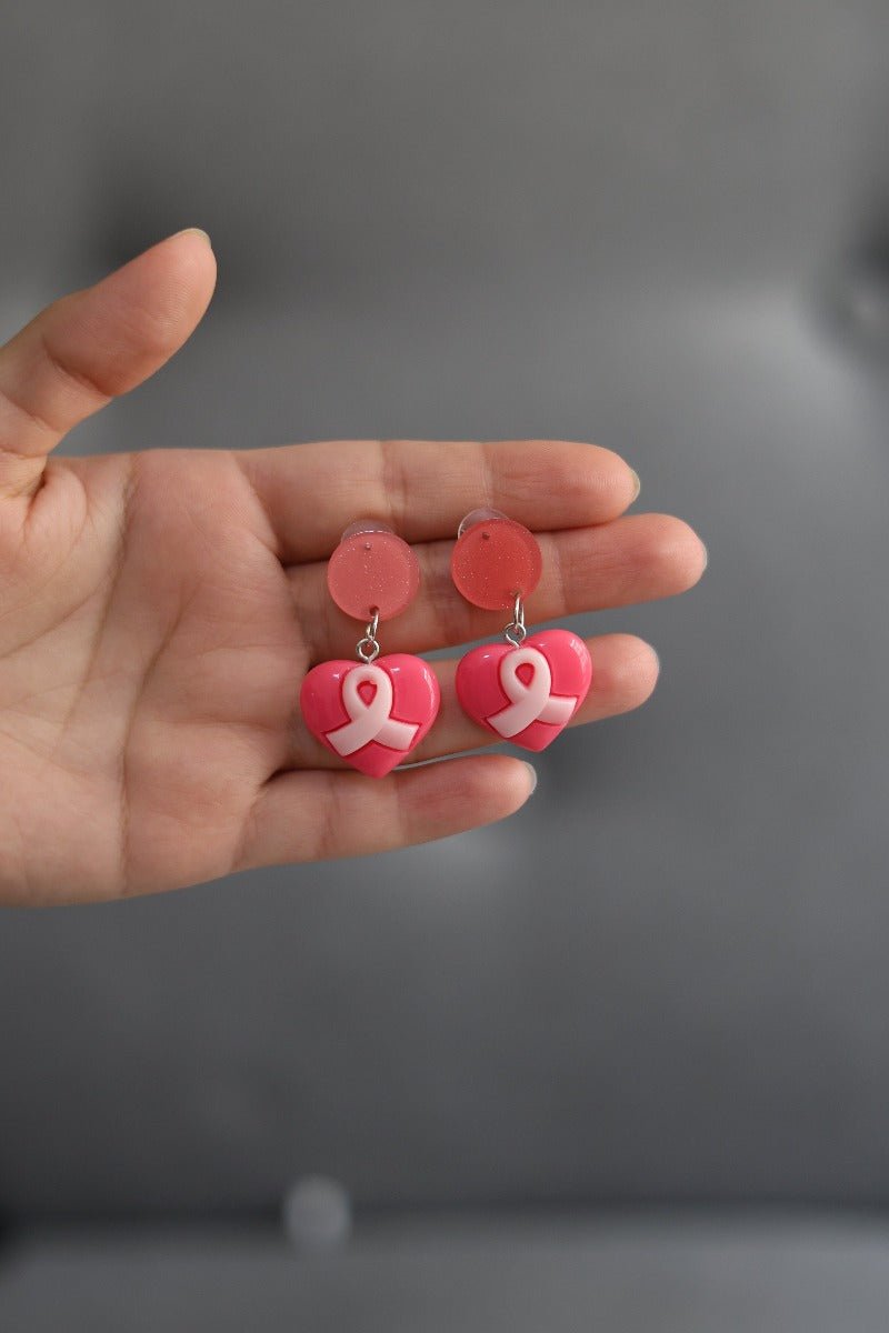 Breast Cancer Awareness Earrings, third view