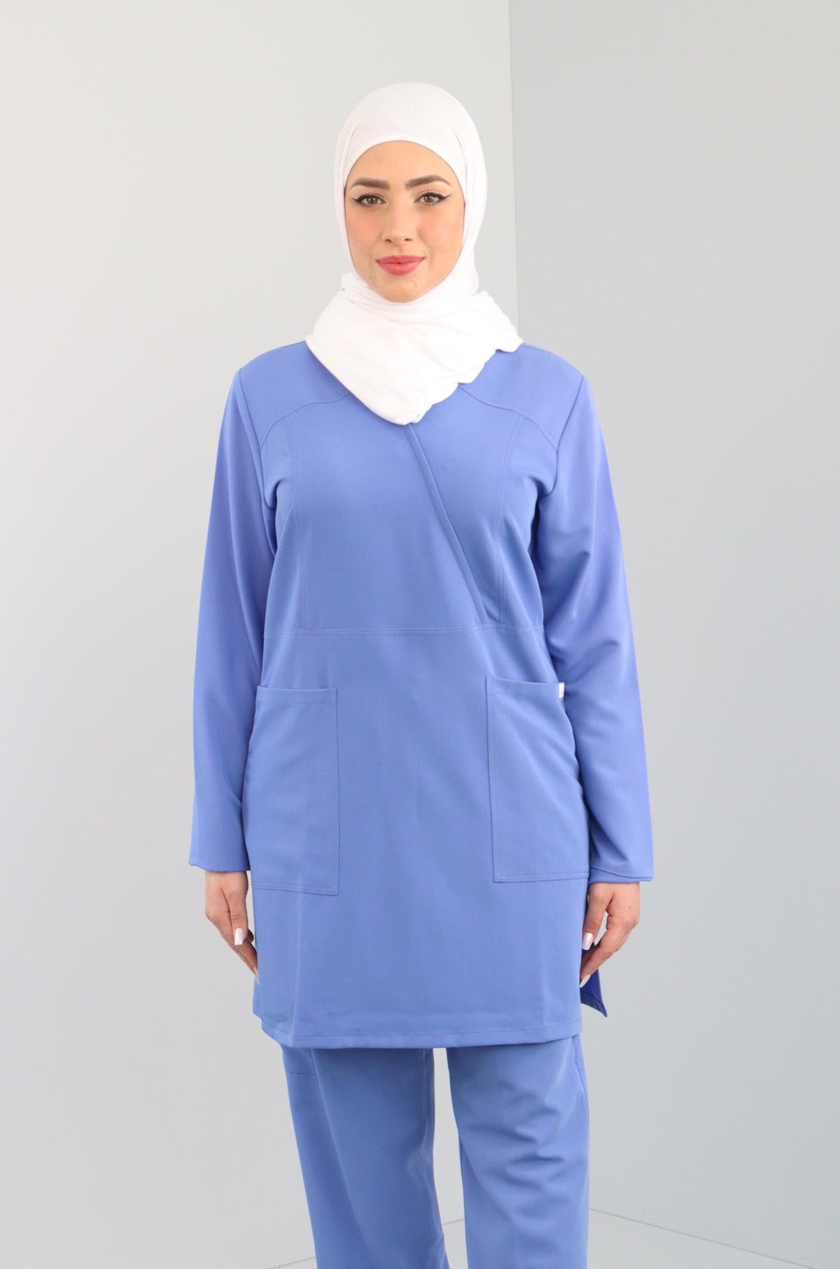 Hiba long sleeve scrub top CU S2103, model photo 4