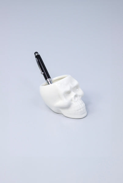 Ceramic Skull Pen Holder