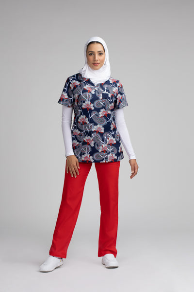 Paisley Printed Scrub Top