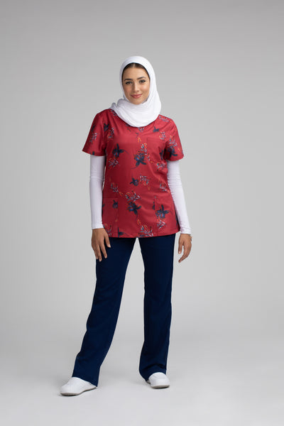 Flora Printed Scrub Top