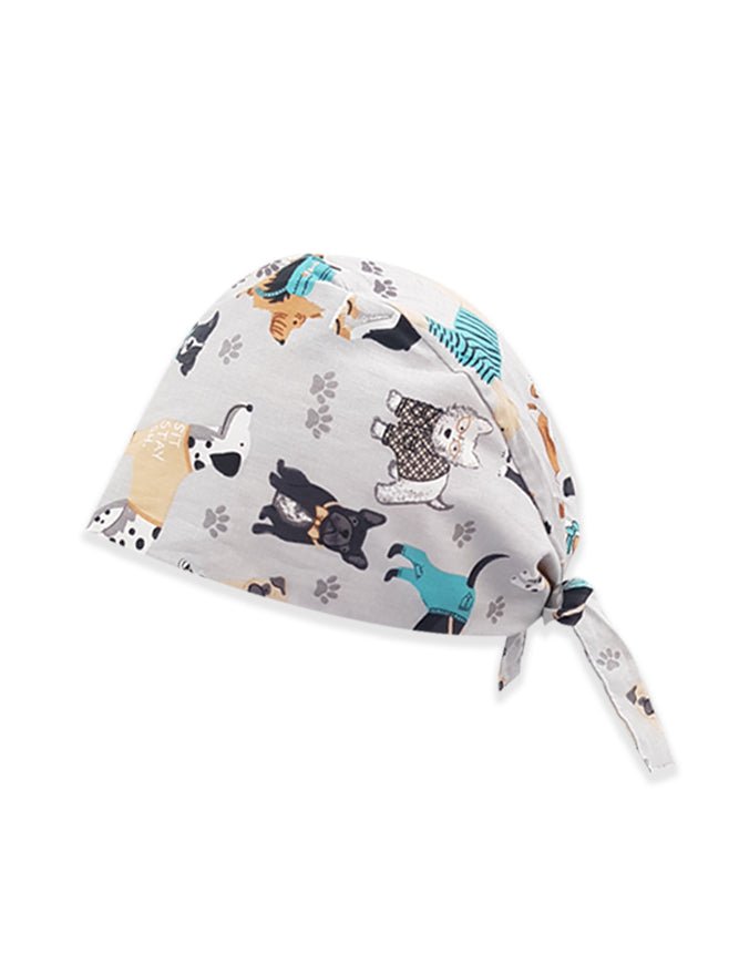 Dogs Paw White Printed Surgical Hat