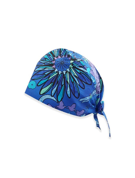 Blue Flower Printed Surgical Hat