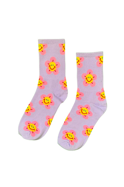 Lavender Sunflower Unisex Mid Calf Socks