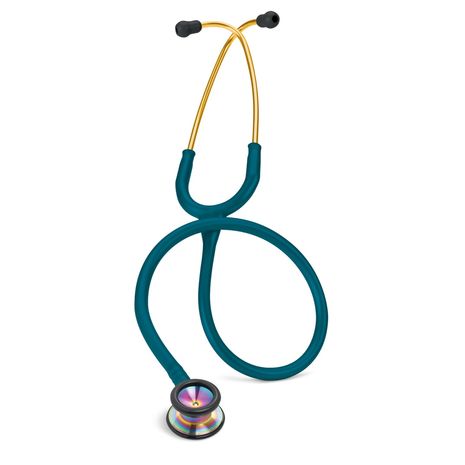 3M™ ليتمان® سماعة الطبيب الكلاسيكية II للأطفال 2153 ، قطعة صدر مطلية بألوان قوس قزح ، أنبوب أزرق كاريبي