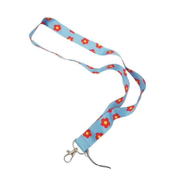 Red Blue Flower Lanyard