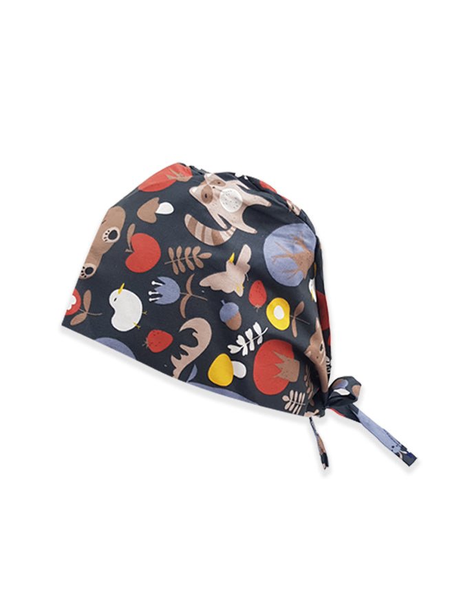 Black Mushroom Printed Surgical Hat