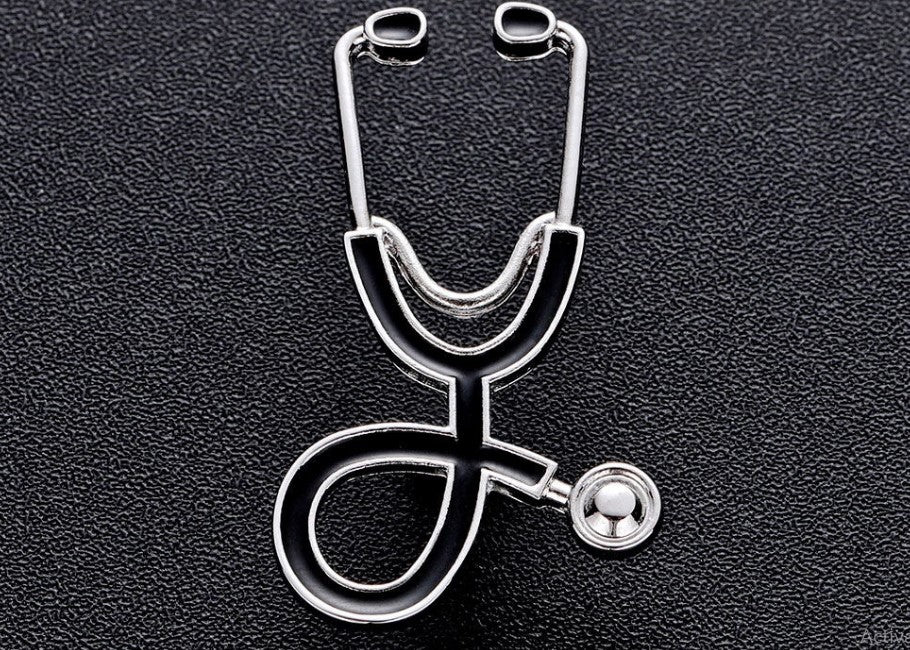 Stethoscope Pin Silver