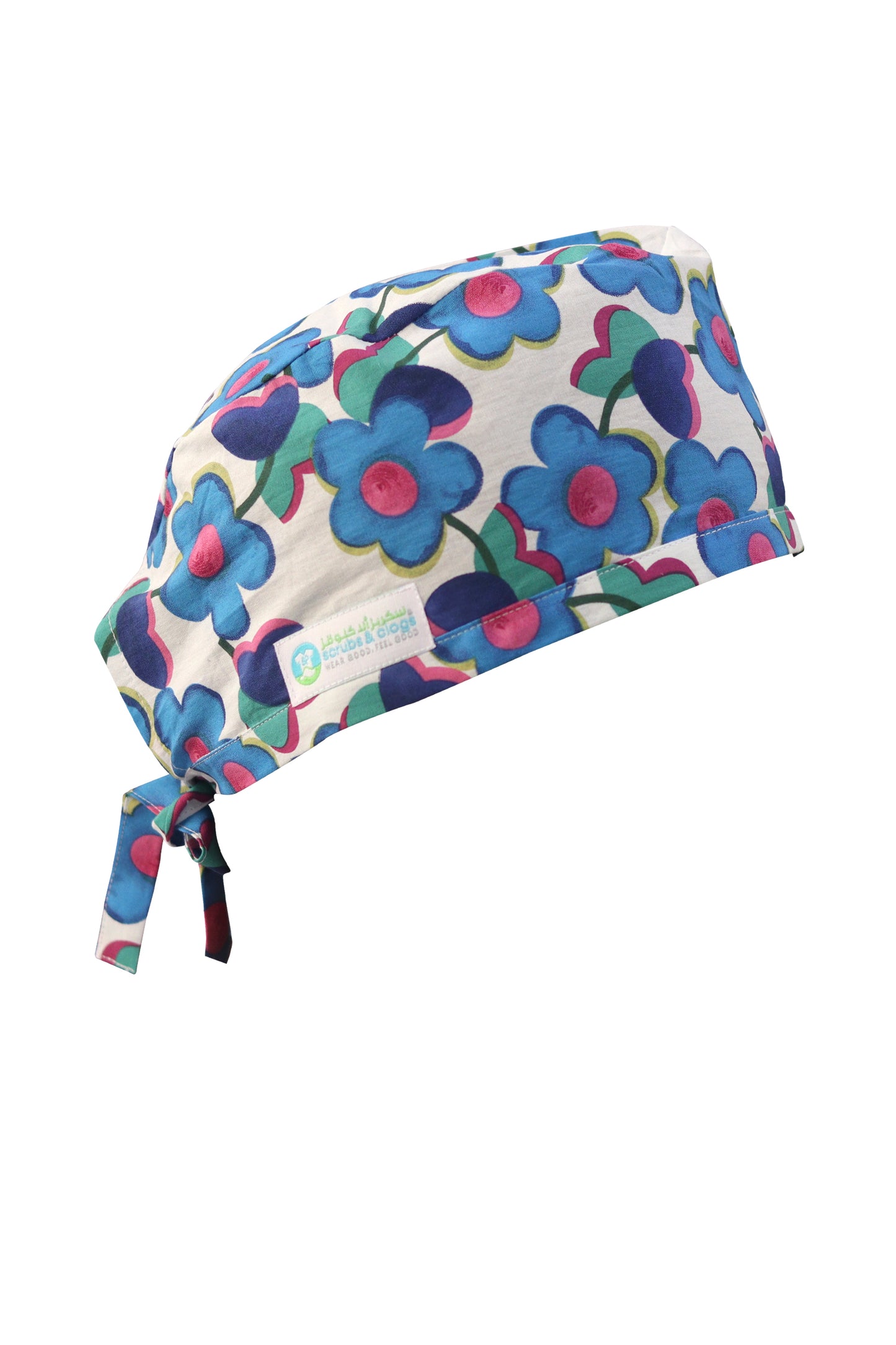Blue Floral Printed Surgical Hat