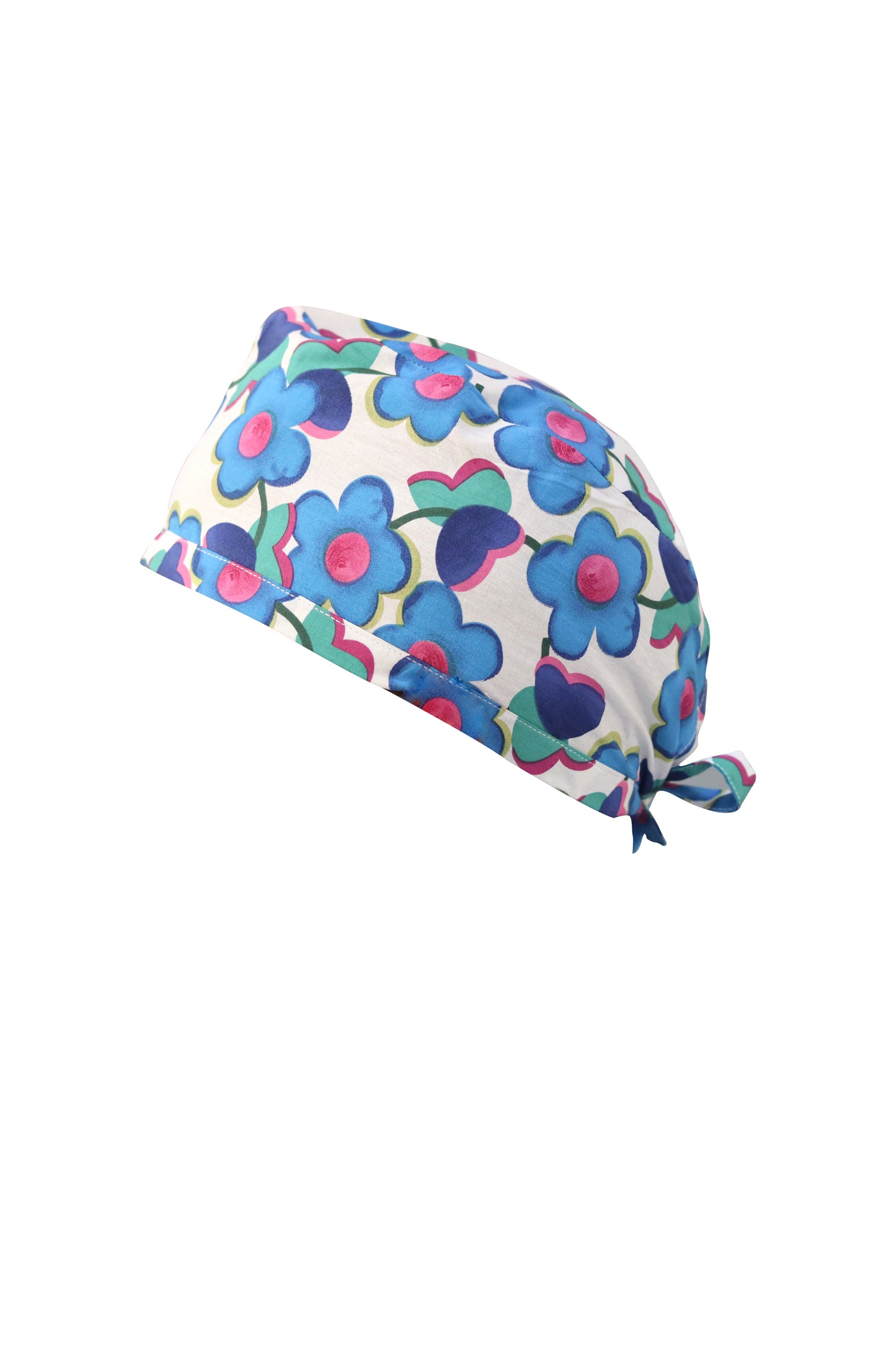 Blue Floral Printed Surgical Hat