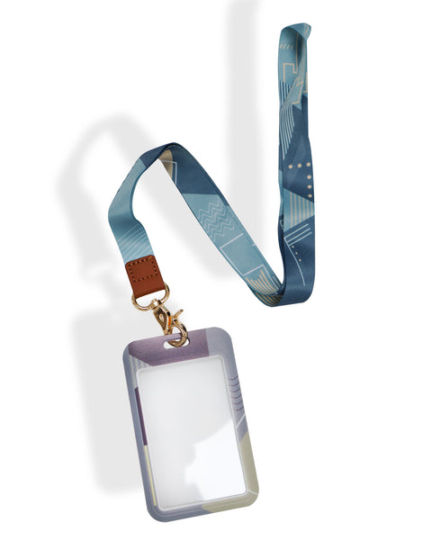 Geometric Pattern Lanyard with ID Tag