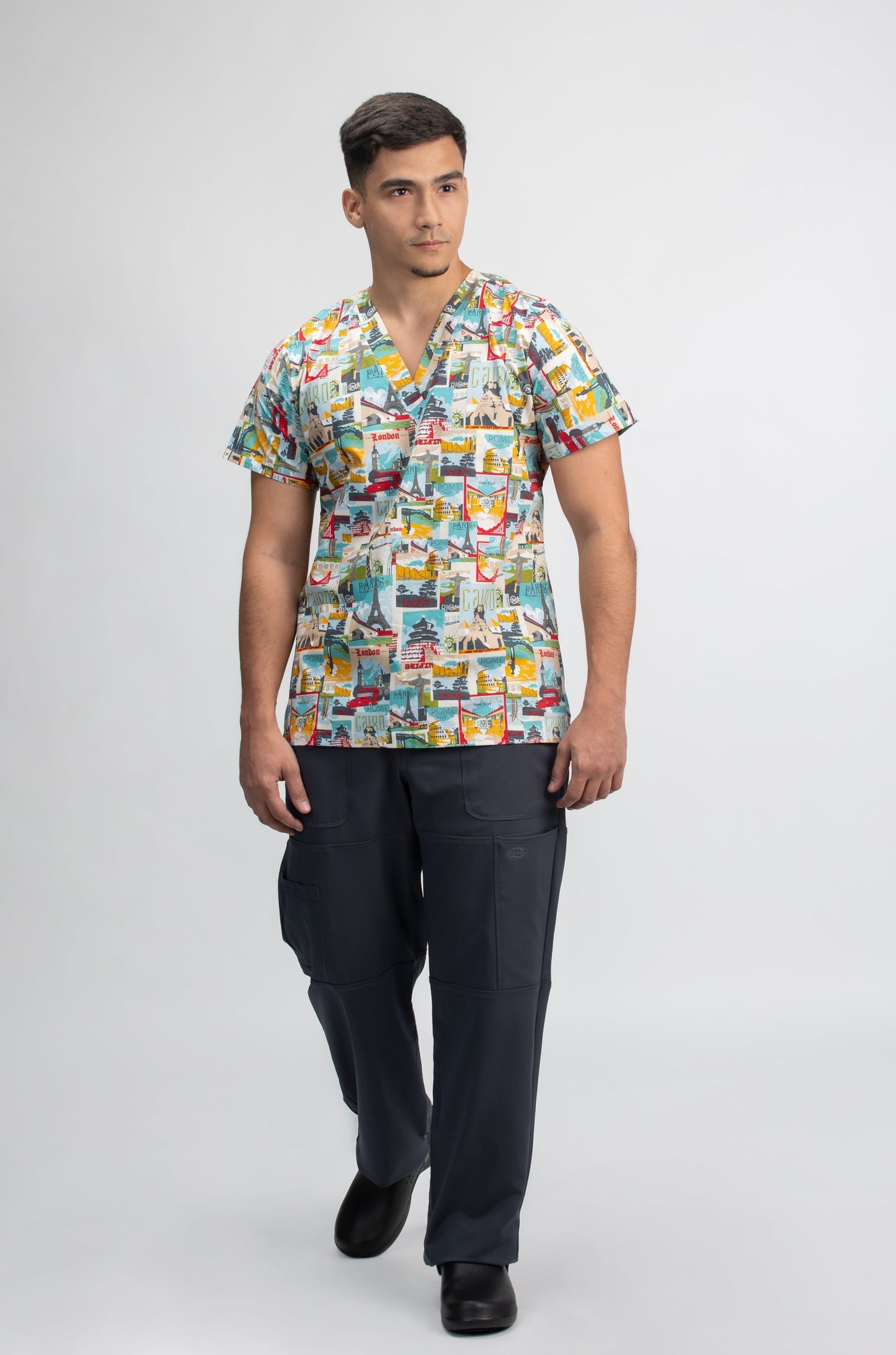 City Guide Printed Scrub Top