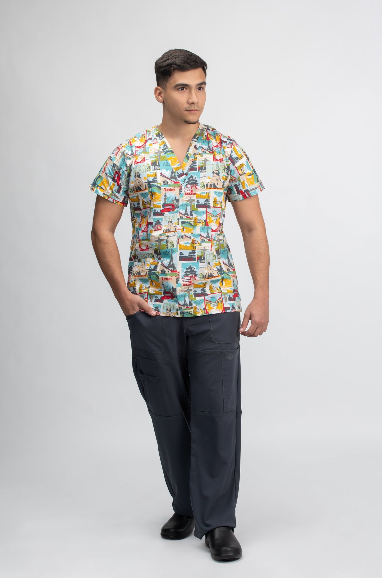 City Guide Printed Scrub Top