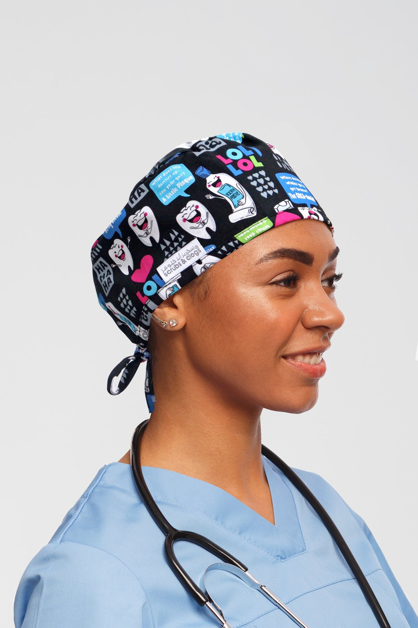 Happy Tooth Paste Printed Scrub Hat