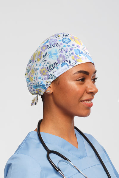 Lavender Floral Printed Scrub Hat