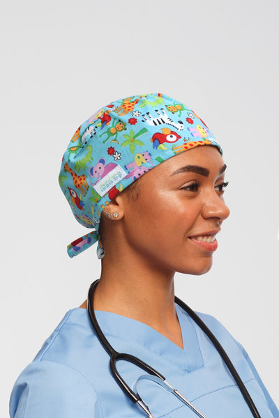 Animal Zoo Printed Scrub Hat